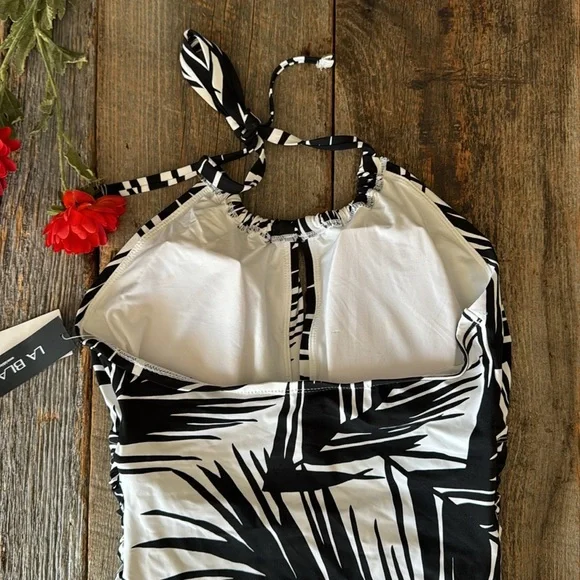 La Blanca Black and White Women's Halter One-Piece Swimsuit Size 8 - Picture 6 of 11